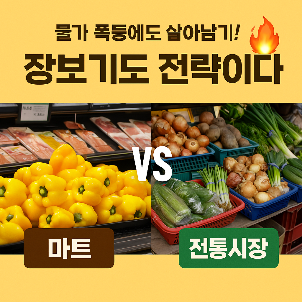 전통시장과 마트 가격 비교 장보기 사진