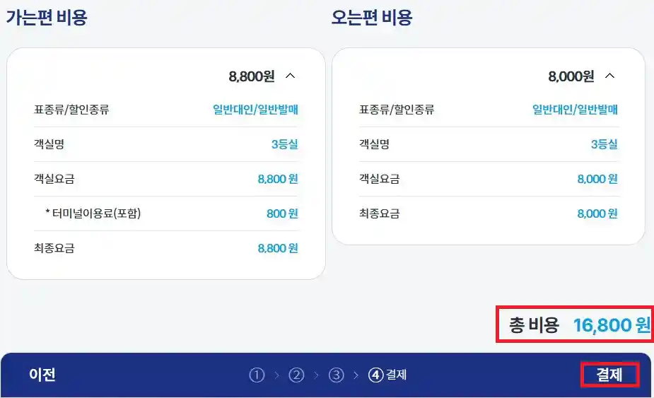 여서도 배편 예약 방법 여섯 번째