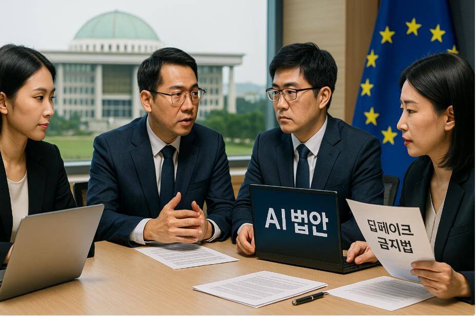 AI 범죄 대응을 위한 법과 규제를 논의하는 장면