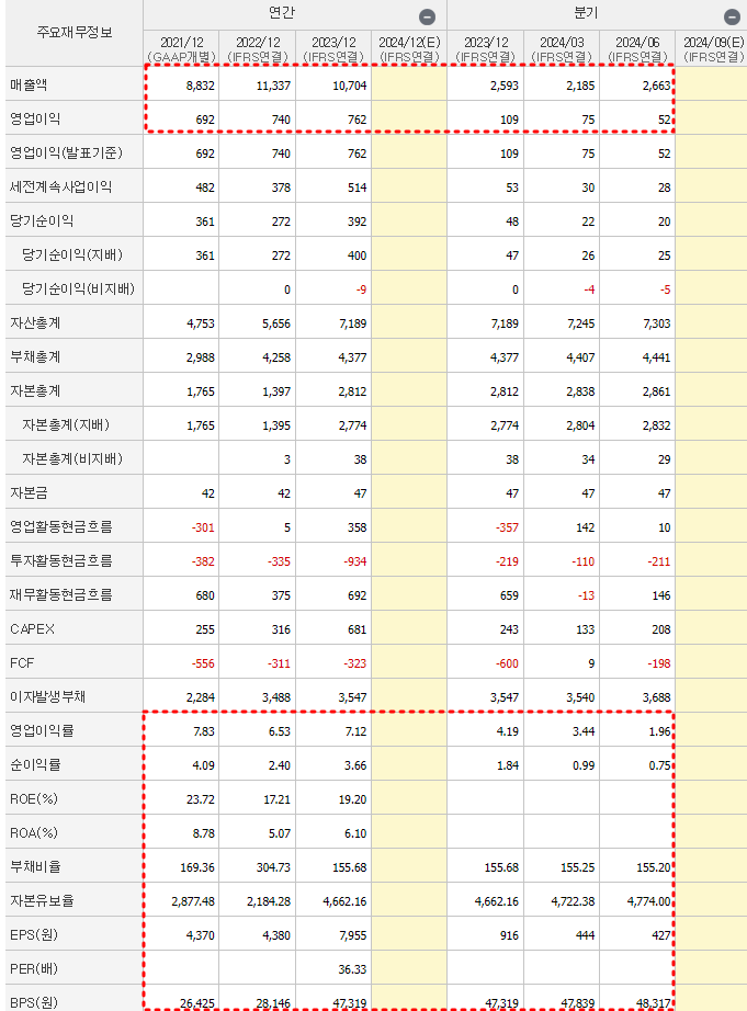 DS단석 재무제표
