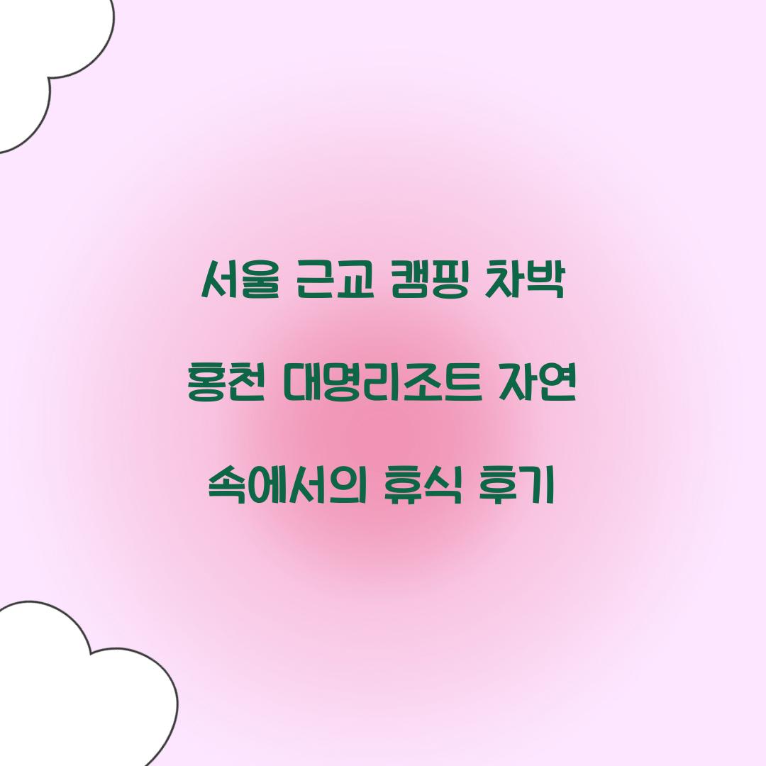 서울 근교 캠핑 차박
