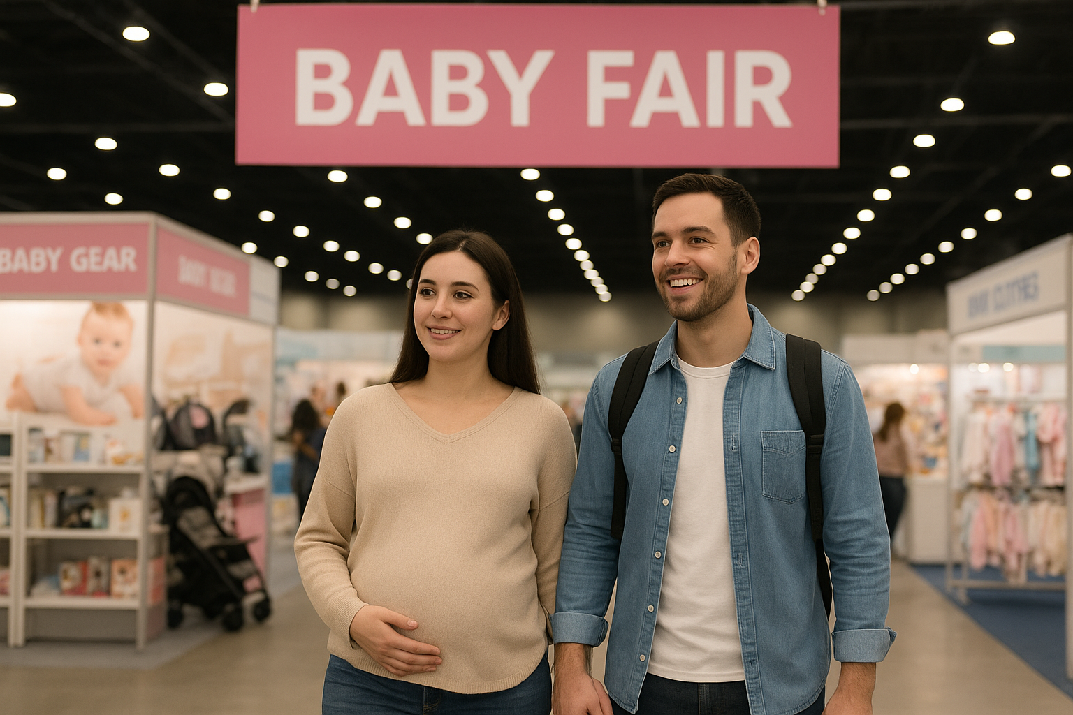 베이비페어 방문한 부부 이미지