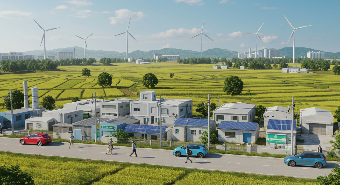 2026 중소기업·소멸지역 지원 대표이미지 (전기차·농촌·주4.5일제 상징)