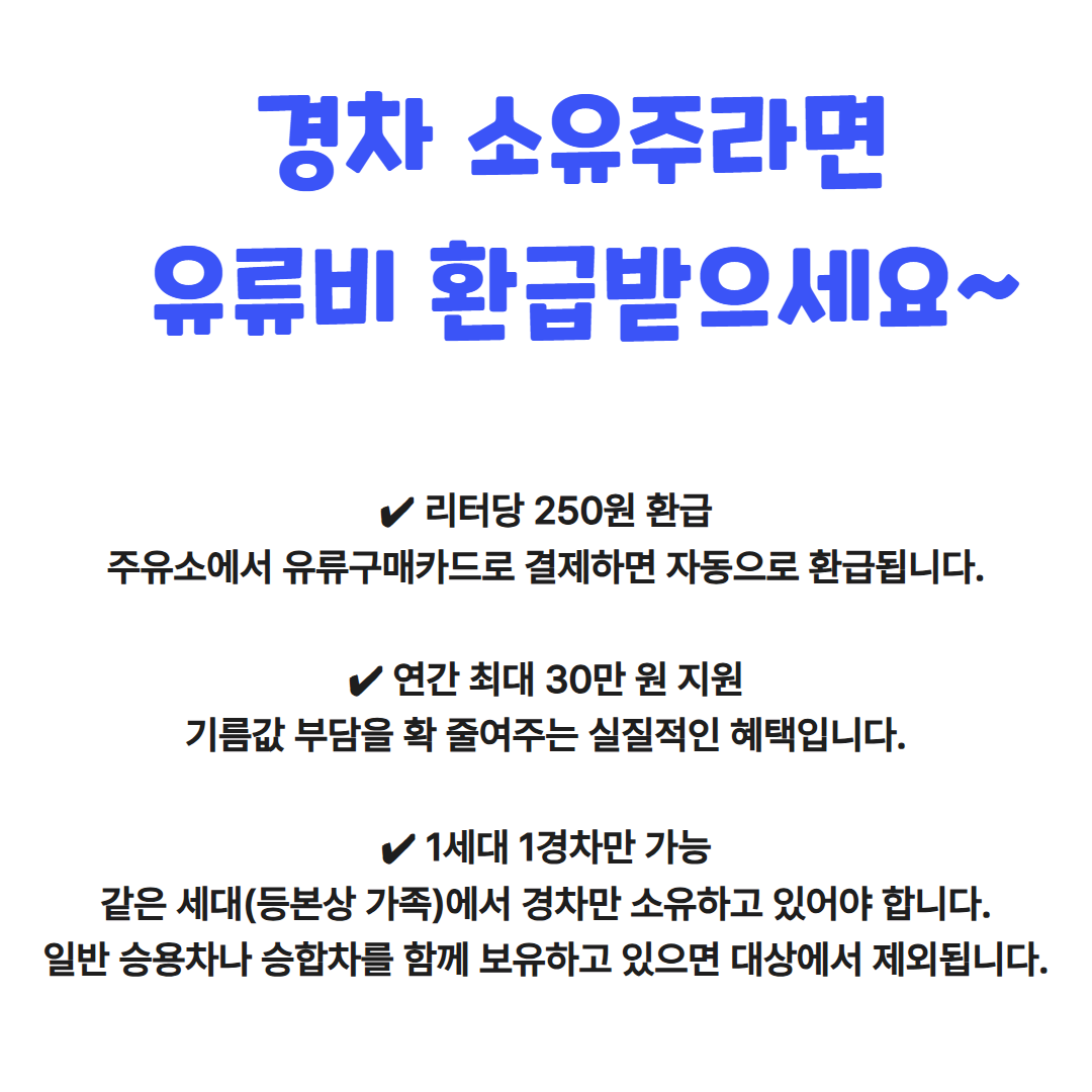 경차 주유비, 리터당 250원 환급됩니다. 경차 유류세 환급제도 관련사진