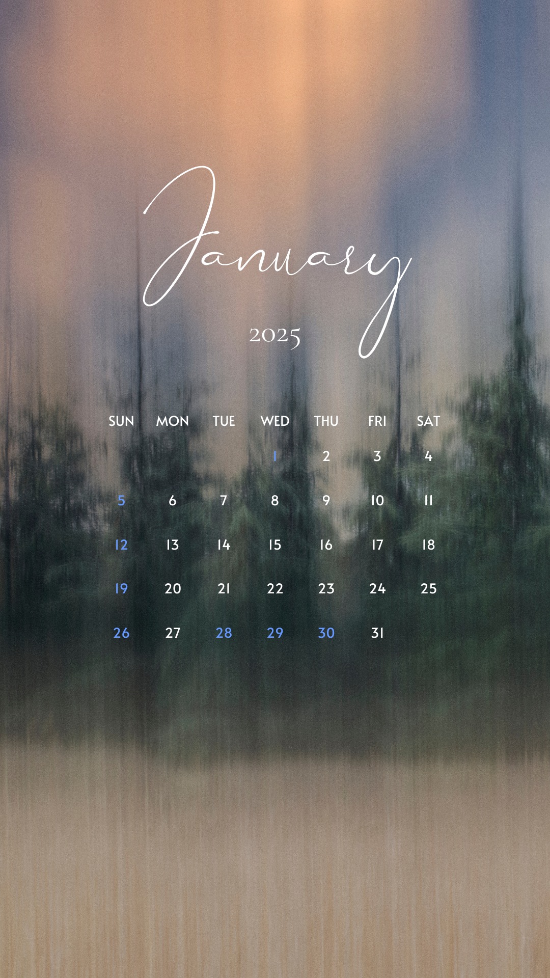 25년 1월 달력 스마트폰 배경화면 사진 이미지 모음