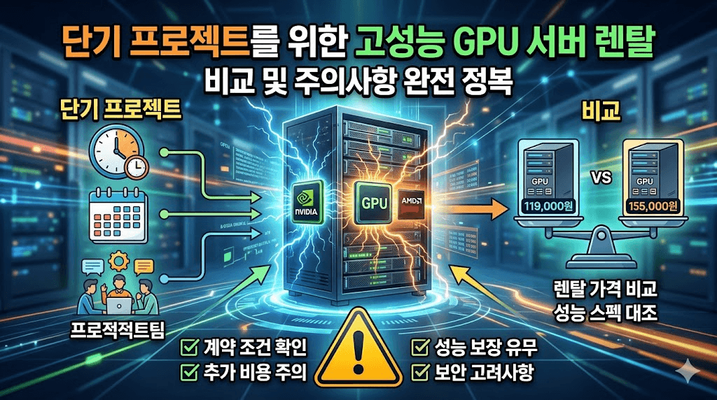 단기 프로젝트를 위한 고성능 GPU 서버 렌탈 비교 및 주의사항