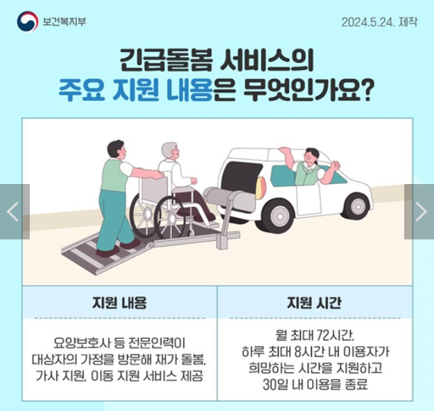 긴급돌봄 서비스 주요 지원 내용