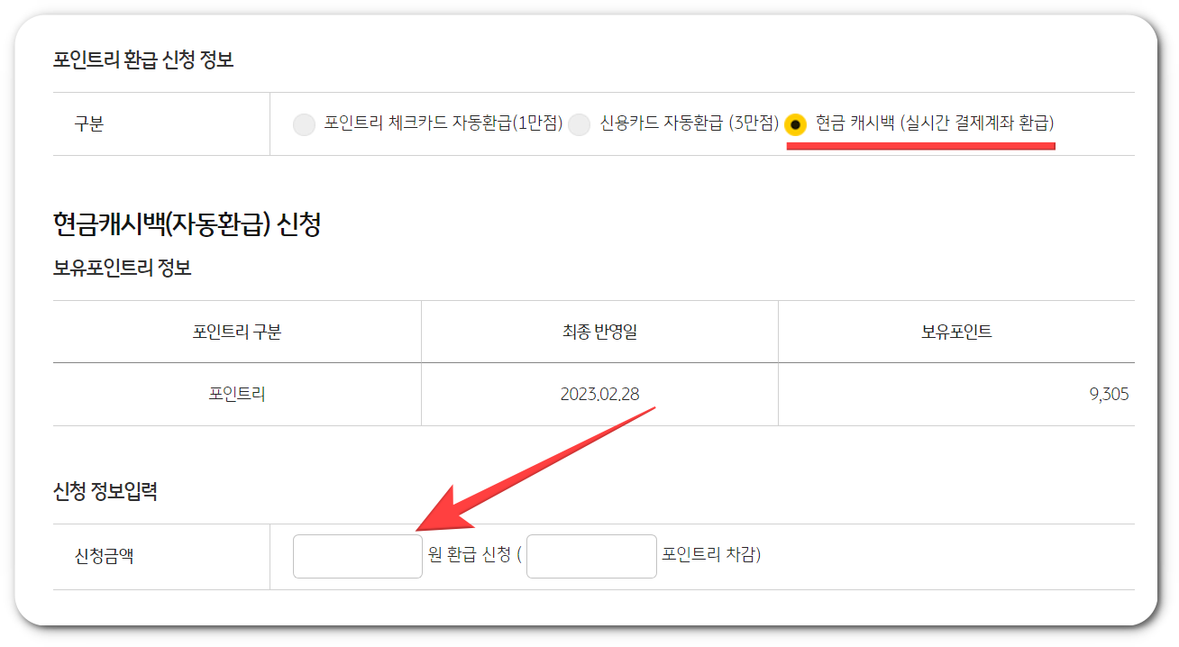 국민은행 포인트리 현금 전환하는 법