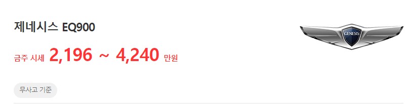 2015~2018년식 제네시스 EQ900 중고차 시세