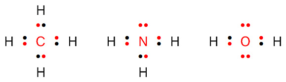 CH4 NH3 H2O 전자점 루이스 구조