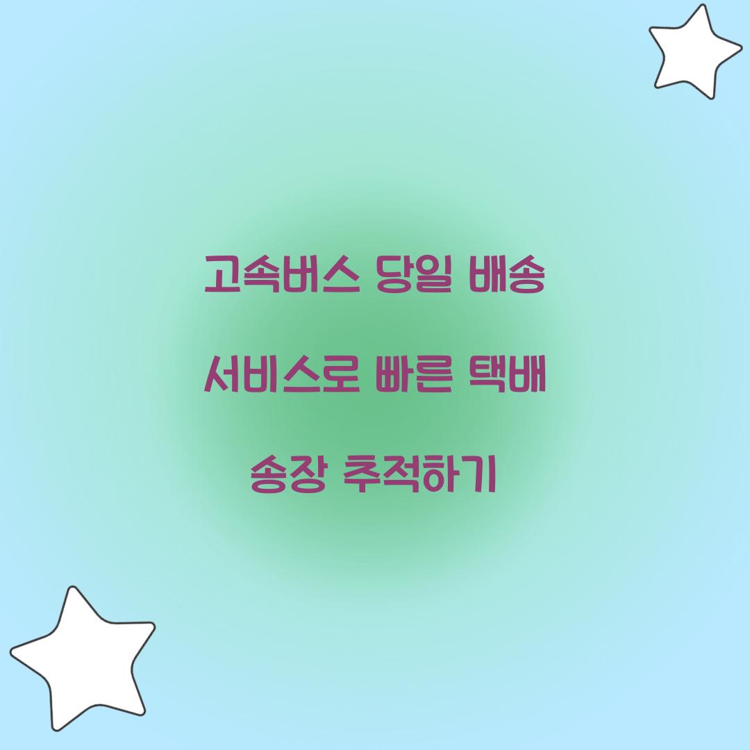 고속버스 당일 배송 서비스