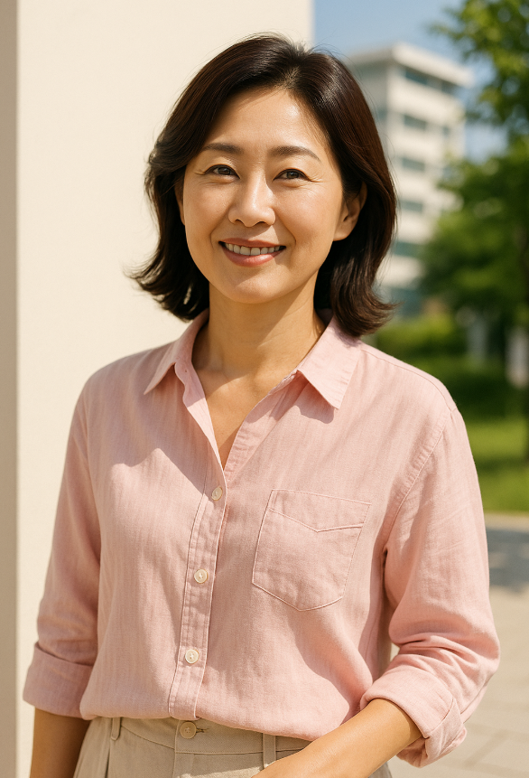 korean_woman_50s_pink_linen_shirt