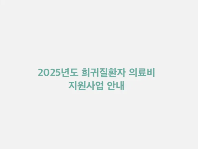 2025 희귀 질환자 복지 혜택