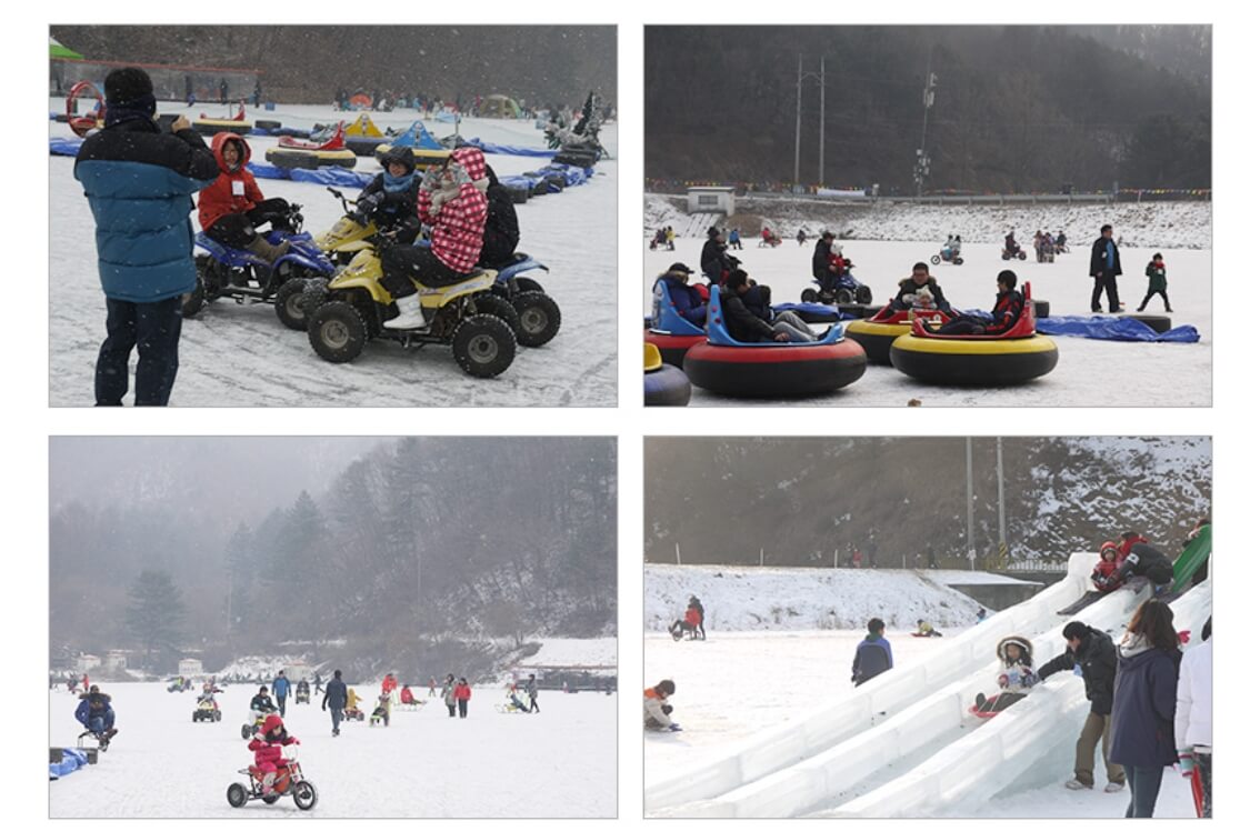 양평 빙어축제, 백동저수지 눈썰매, 백동저수지는 물이 맑은 양평의 깊은 산중에 있습니다.