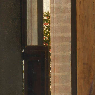 작품 속 왼쪽에 위치한 창틀을 볼 수 있는 이미지입니다.