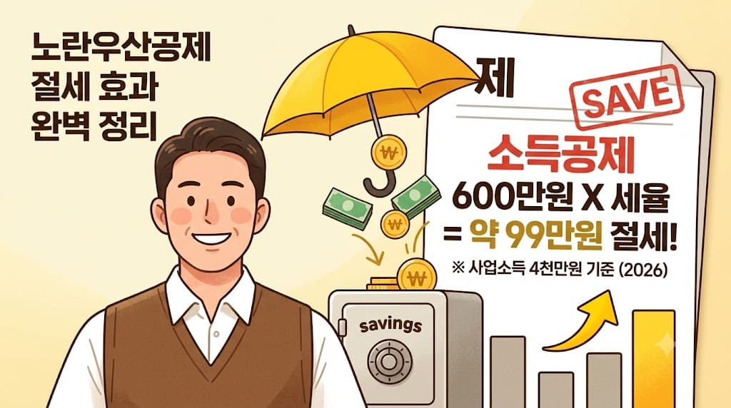 노란우산공제 연말정산 절세 효과 사업소득 4천만 소득공제 600만원 2026