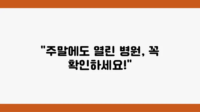 주말, 공휴일, 24시 문 여는 병원