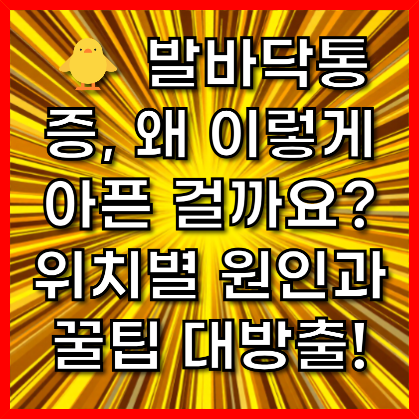 🐥 발바닥통증, 왜 이렇게 아픈 걸까요? 위치별 원인과 꿀팁 대방출!