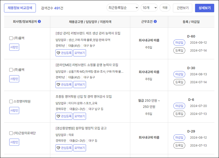 대구동구청-구인구직