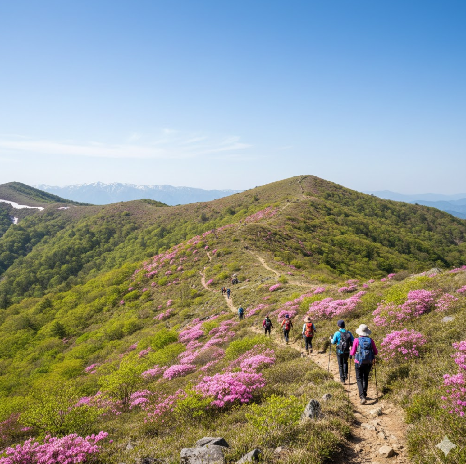 철쭉이 핀 봄 산