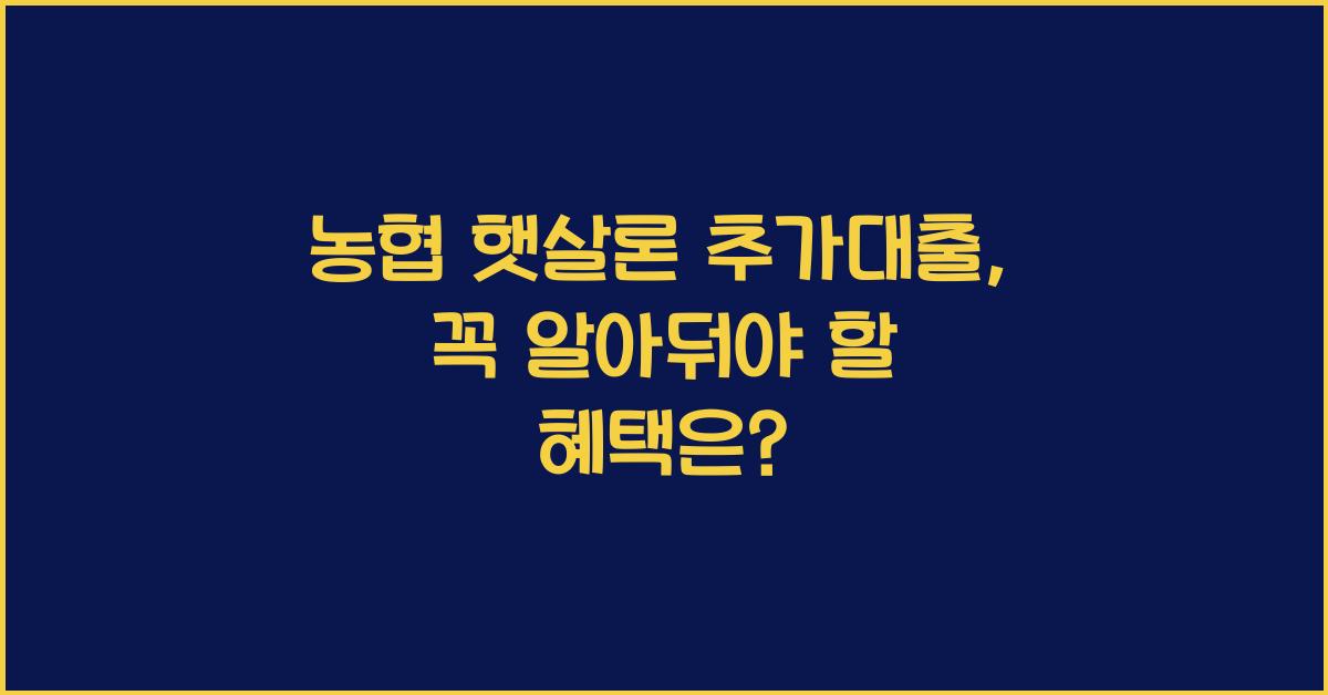 농협 햇살론 추가대출