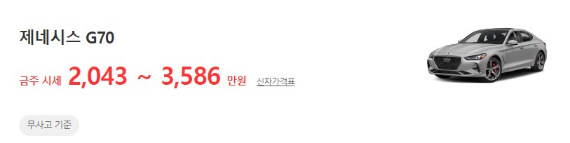 제네시스 G70 중고차 시세