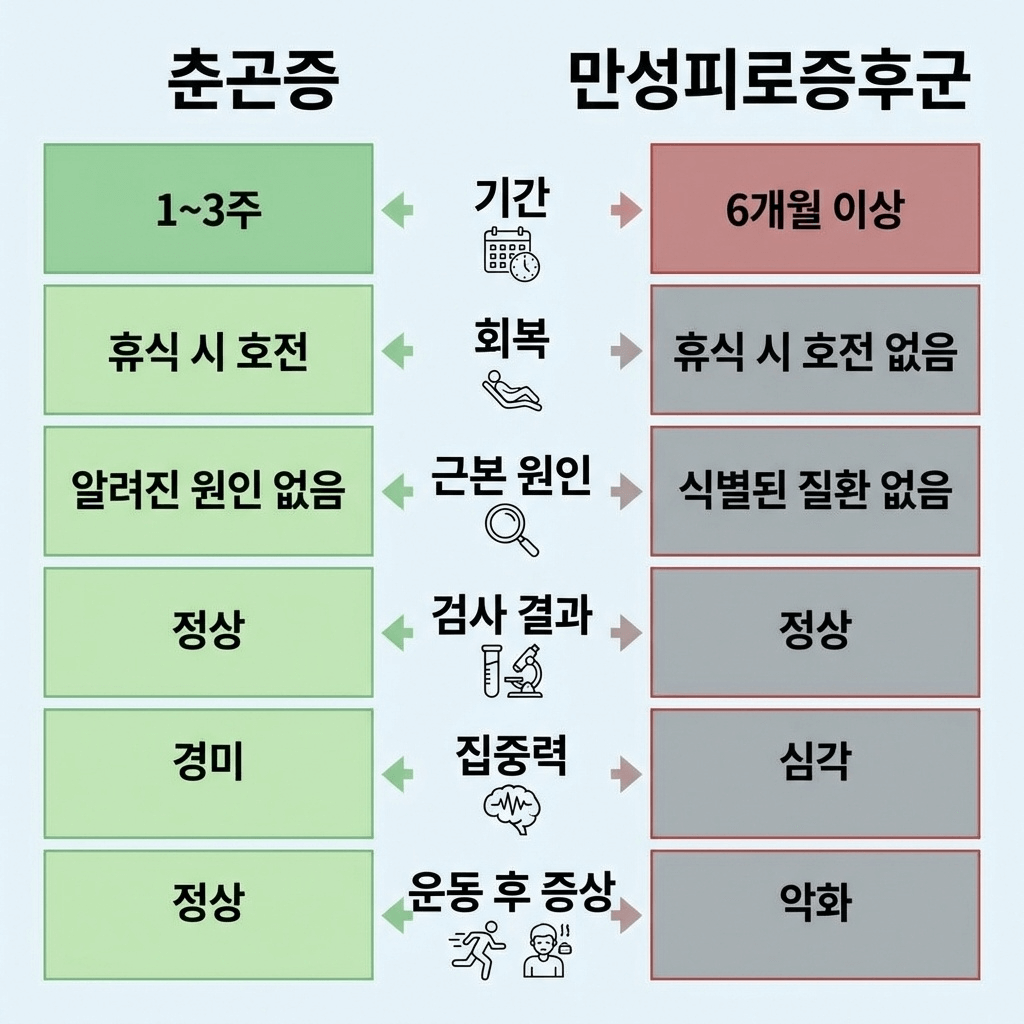 춘곤증 vs 만성피로증후군 비교표