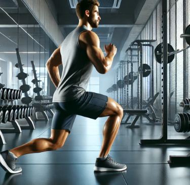 런지 운동을 하고 있는 남성