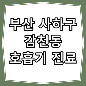 부산시 사하구 감천동 호흡기 내과 진료 동네 병원