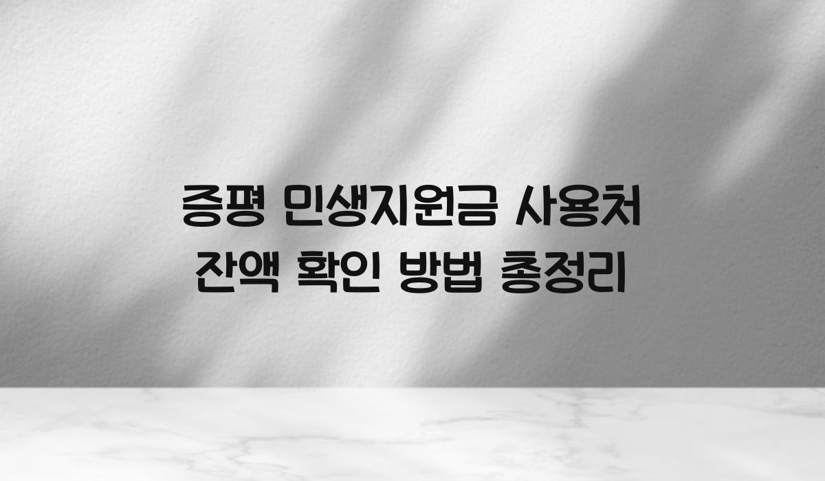 증평 민생지원금 사용처 잔액 확인 방법 총정리