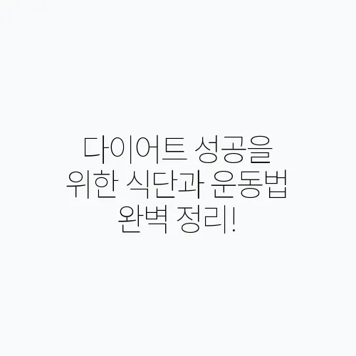 다이어트 성공을 위한 식단과 운동법 완벽 정리!
