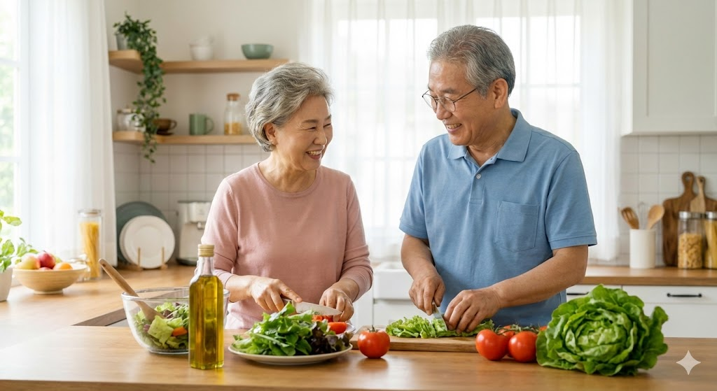 치매 예방을 위한 건강한 식단 관리와 행복한 노후 이미지