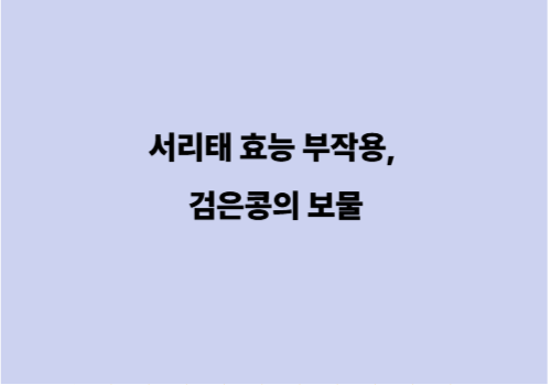 서리태 효능 부작용, 검은콩의 보물