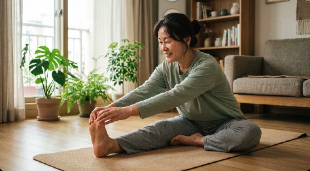 집에서 발 스트레칭