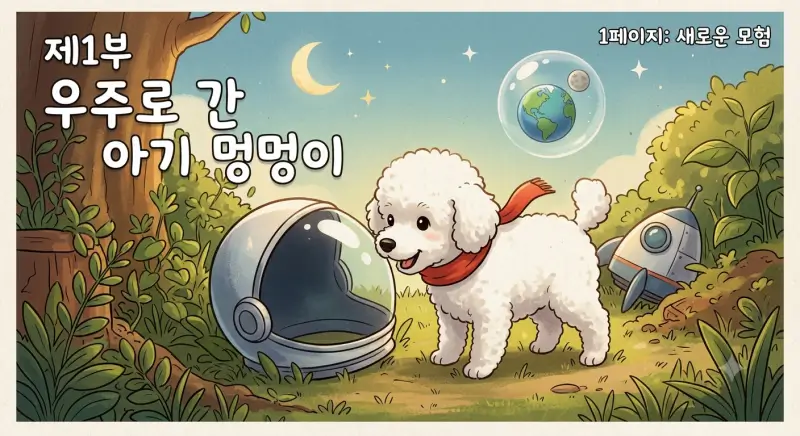 풀밭 마당에서 은빛 헬멧을 킁킁거리며 호기심 있게 바라보는 아기 푸들 코코