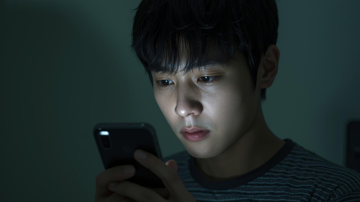 연락 끊는 사람 심리를 생각하며 휴대폰을 바라보는 장면