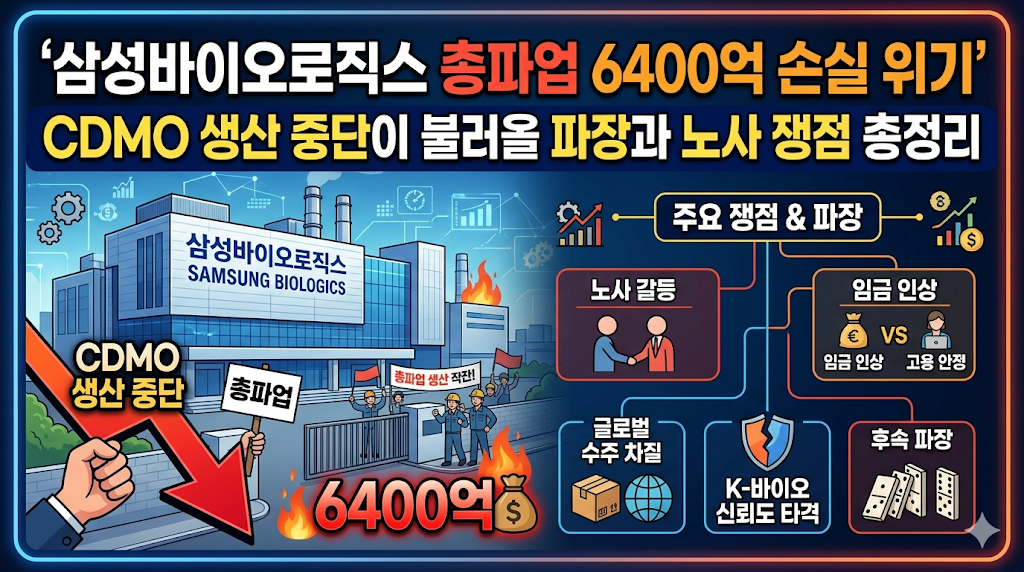 삼성바이오로직스 총파업 6400억 손실 위기, CDMO 생산 중단이 불러올 파장과 노사 쟁점 총정리