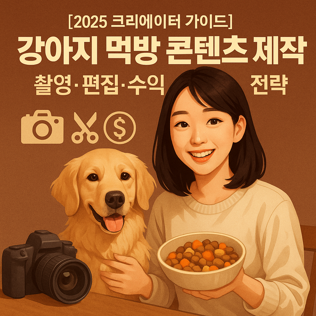 [2025 크리에이터 가이드] 강아지 먹방 콘텐츠 제작 ｜ 촬영·편집·수익화 전략