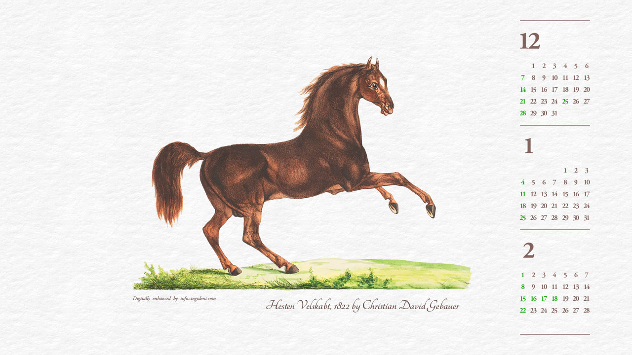 05 빈티지 갈색 말 그림 B - 2026년1월 달력배경화면