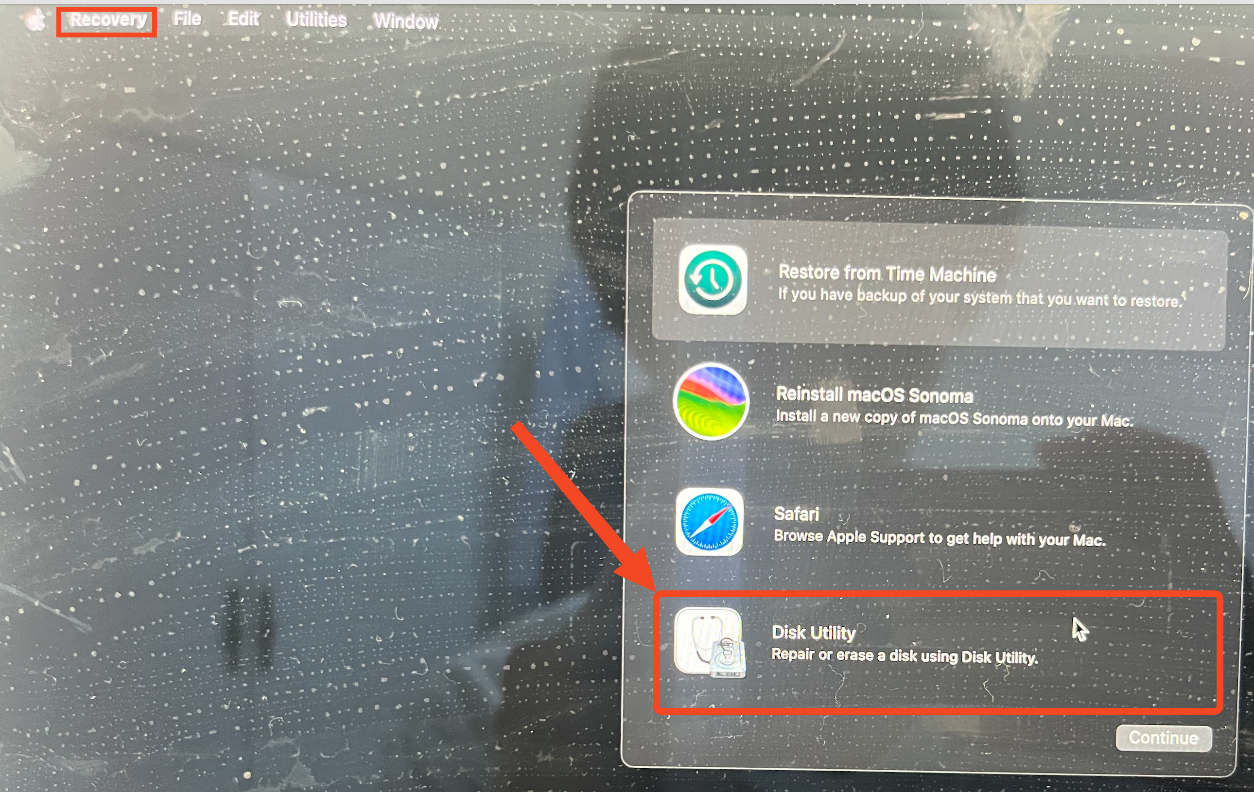 디스크 유틸리티 클릭