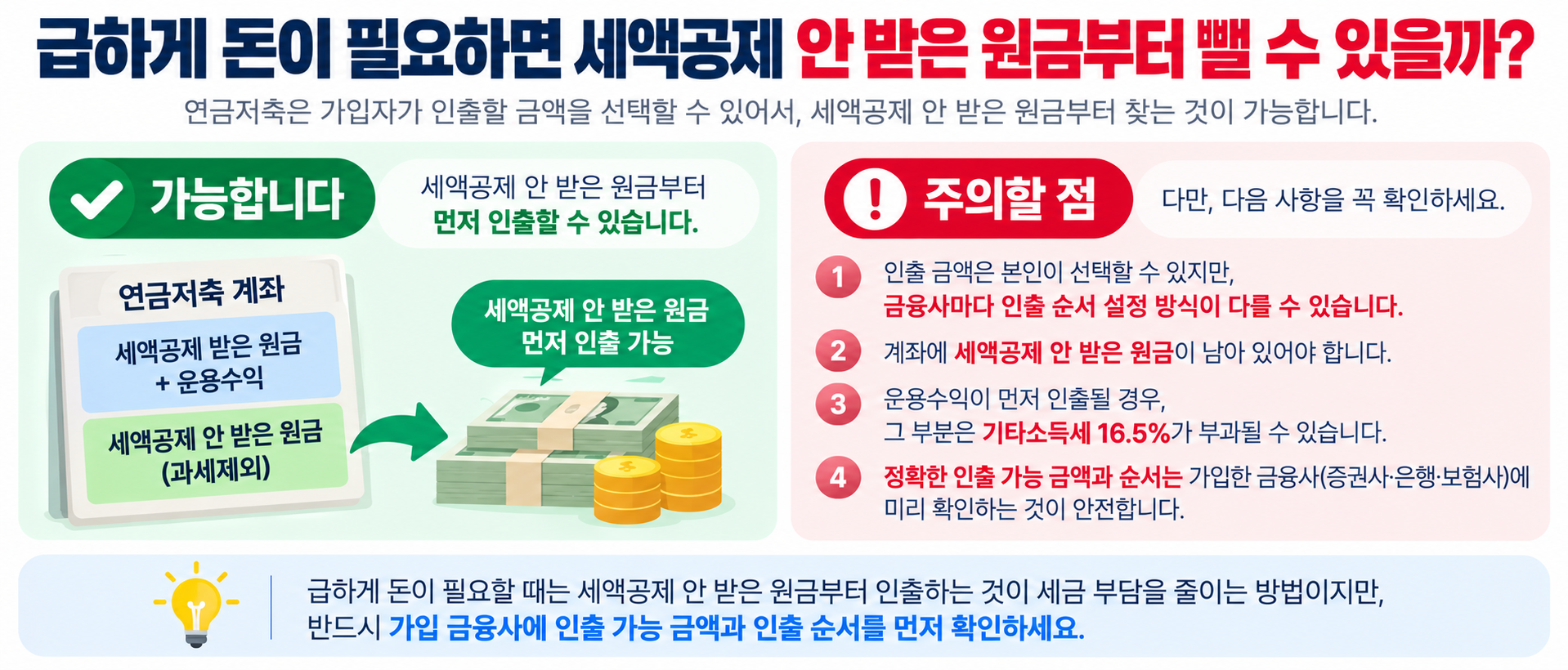 연금저축 세액공제 안 받은 원금 우선 인출과 과세제외 기준 이미지