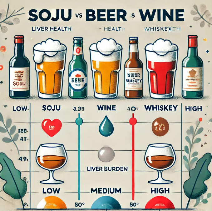 술 종류별 간 부담 비교