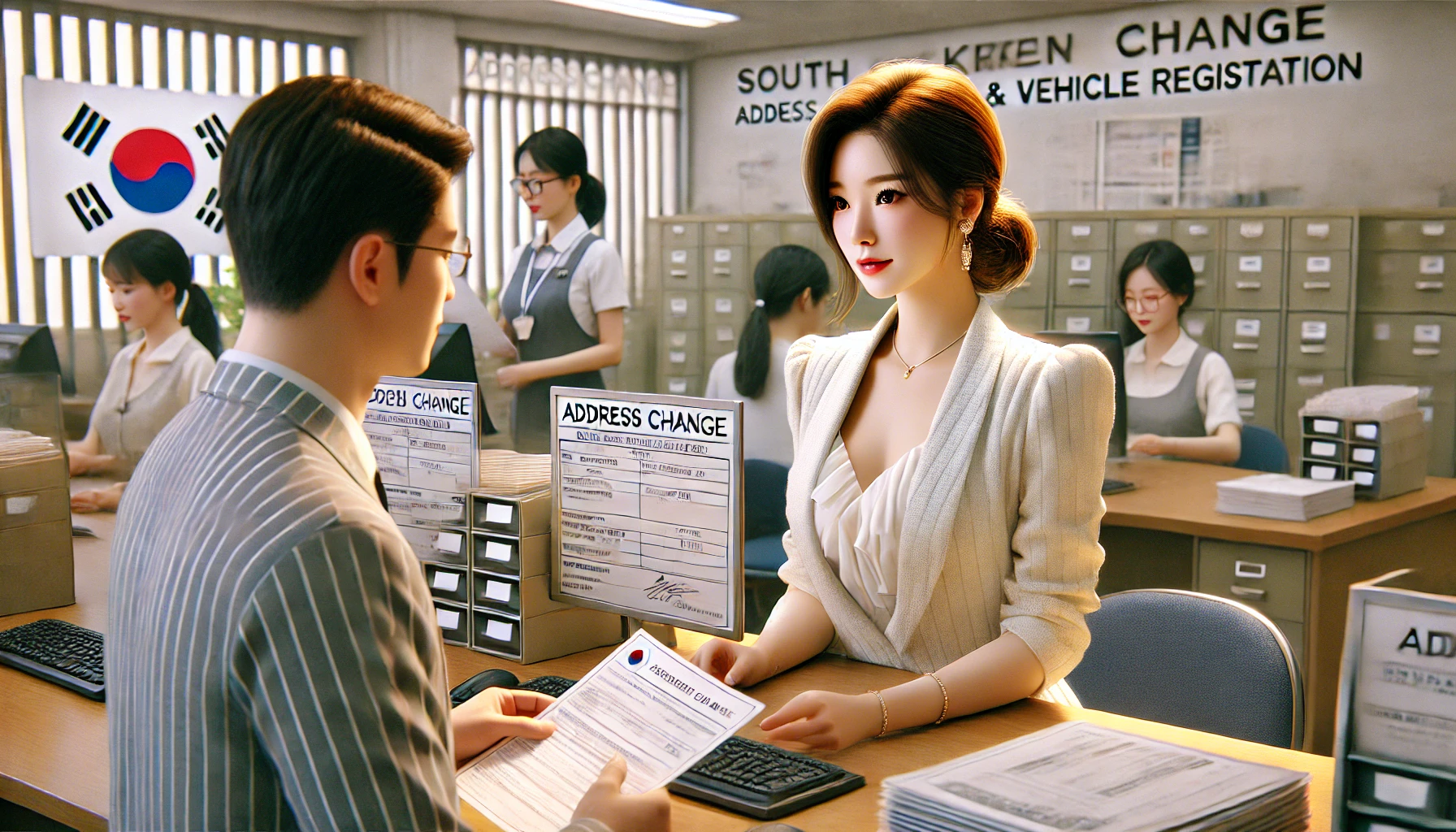 전입신고와 자동차 주소 변경하는 이미지