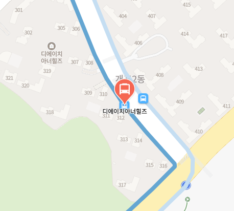 디에이치아너힐즈에서 인천공항 리무진 공항버스(6104번) 지도 위치