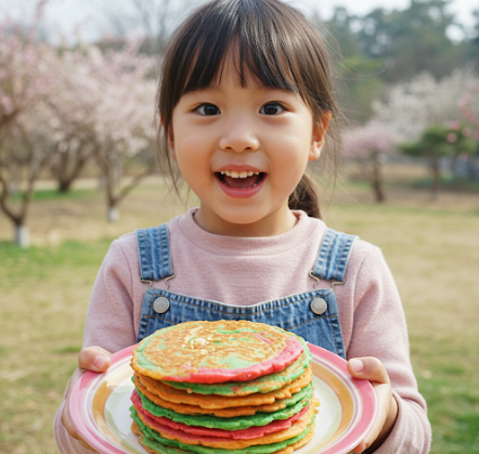 취나물전 요리를 들고 있는 아이