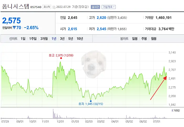 옴니시스템 주가 차트
