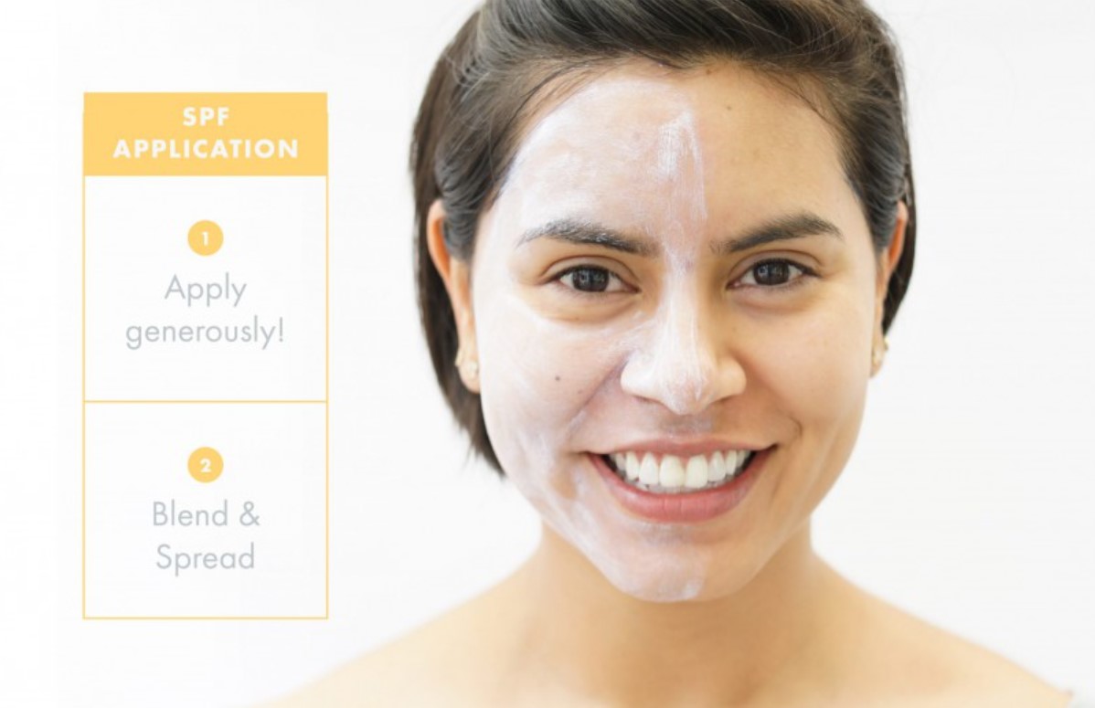 Applying sunscreen to the face