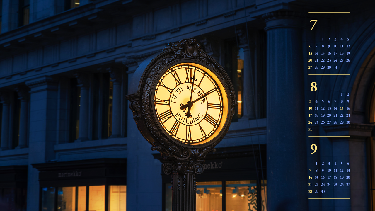 06 5번가 시계 B - 2025년8월 노트북배경화면