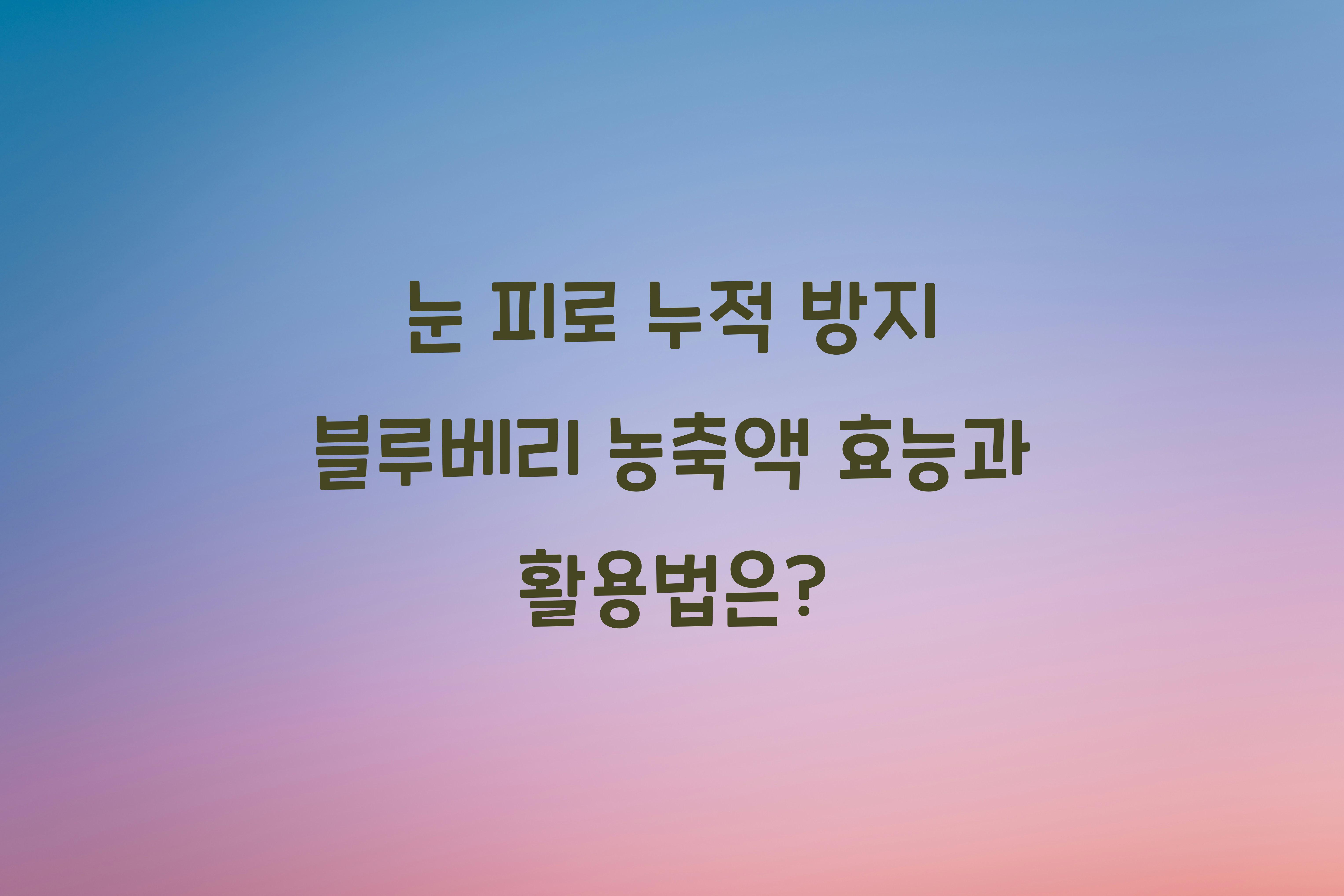 눈 피로 누적 방지 블루베리 농축액