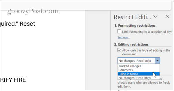 MS 워드 편집 가능한 부분 설정
